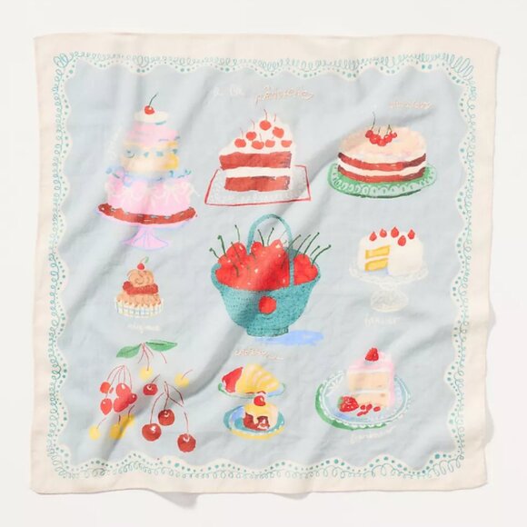 Anthropologie Accessories - NWT Anthropologie Maeve Desserts Printed Bandana Scarf Handkerchief Bag Tie 20"